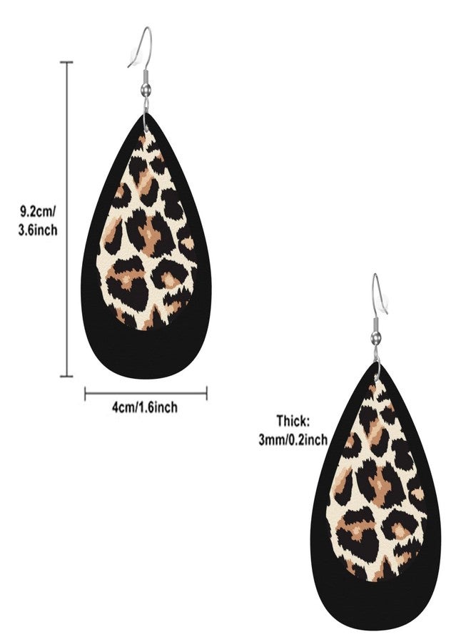 AIMASTZ Faux Leather Earrings Animal Leopard Teardrop Dangle Earrings For Women - Image 3